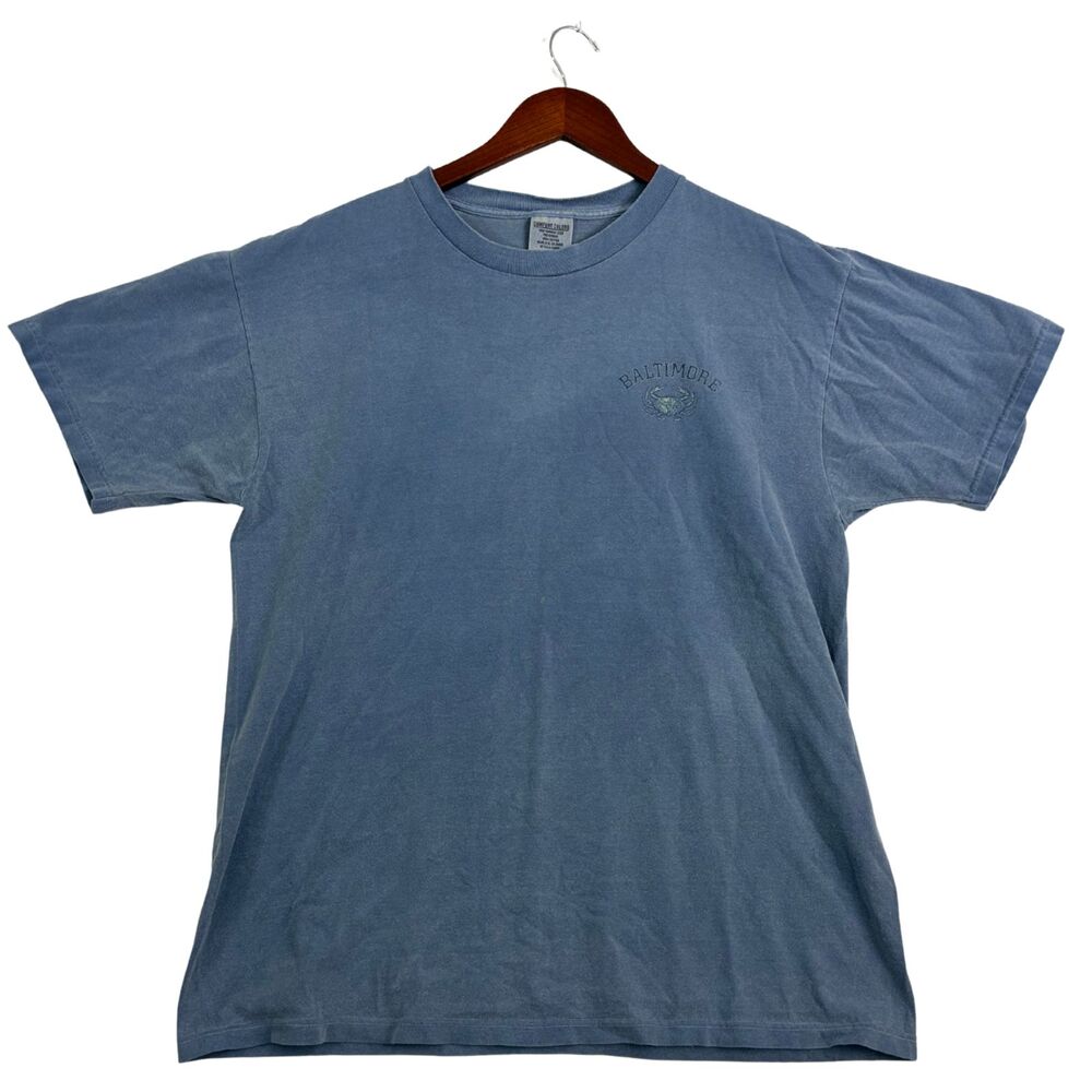 Comfort Colors Baltimore Inner Harbor Crab T Shirt Blue Garment Dyed Mens L